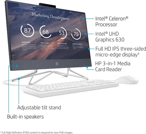 Miniatura 2 de HP PC todo en uno WLED Full HD de 22-DF de 21,5 pulgadas Intel Celeron G5900T 4 GB 256 GB SSD Win 10