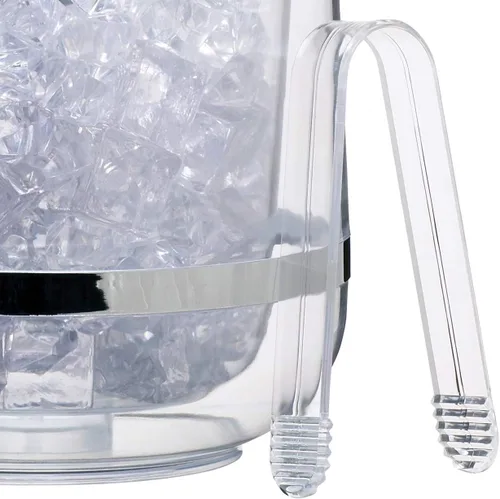 Miniatura 5 de BarCraft Cubo aislado de plástico con pinzas y tapa para hielo, 2,5 l, transparente