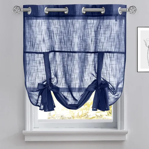 Miniatura 13 de Pony Dance Cortinas de ventana de baño, pantalla con lazo para dormitorio, filtro de luz, semitransparente, cortinas romanas elegantes para Blanco