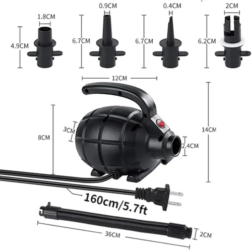 Miniatura 3 de Walfront Bomba de aire JZ-505, 17000pa 600W de alta presión de alta capacidad multifunción bomba eléctrica para colchones inflables