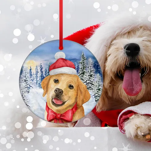 Miniatura 3 de Labrador Retriever Adorno de Navidad para perro para decoración del árbol de Navidad, copo de nieve, adorno de Navidad de invierno, adorno colgante