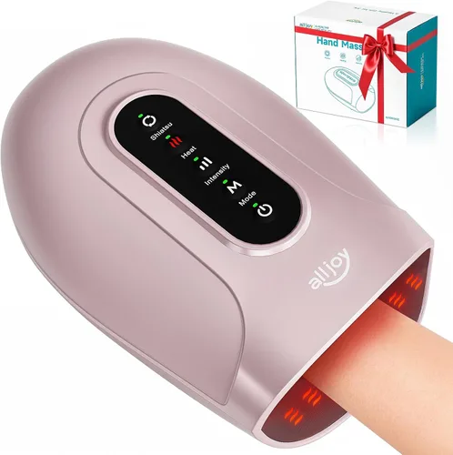 ALLJOY Masajeador de manos con rodillo para artritis y alivio del túnel carpiano, masajeador eléctrico inalámbrico de manos con calor y compresión