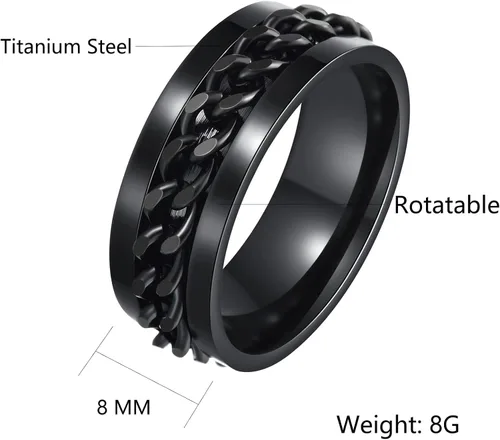 Miniatura 97 de Anillos giratorios para la ansiedad para hombre, anillos clásicos de cadena para mujeres y adultos, anillo de acero de titanio