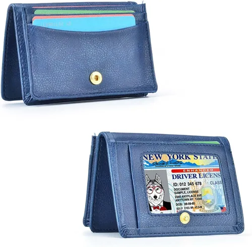 Miniatura 3 de XEYOU Funda para tarjetas de crédito para mujer, con bolsillo frontal para mujer, Azul profundo, Moderno