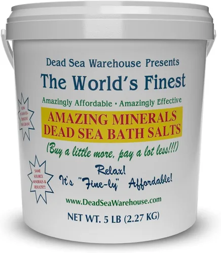 Dead Sea Warehouse, minerales sorprendentes del Mar muerto, sales de baño del mar muerto, alivio temporal para piel seca, Dolores, exfolia e