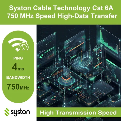 Miniatura 6 de Syston Cable Tech Cat6A+ - Cable Ethernet crudo a granel negro a granel 700 MHz 20 pies 23AWG 4pr par trenzado sin blindaje UTP cobre sólido desnudo