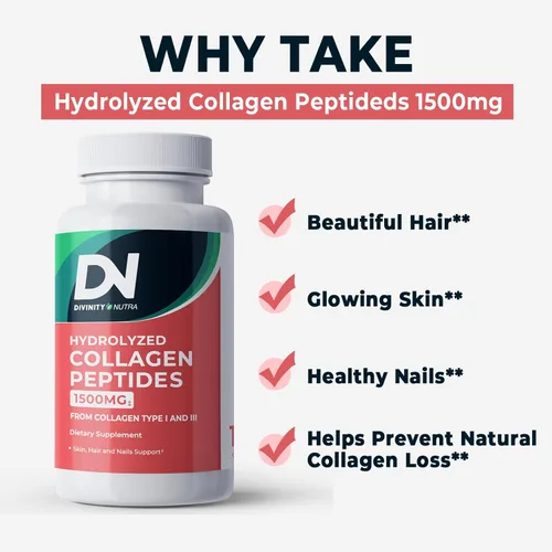 Miniatura 4 de Complejo de colágeno Suplemento premium de 1500 mg de colágeno tipo I y III hidrolizado cápsulas de colágeno múltiple que apoyan un cabello más