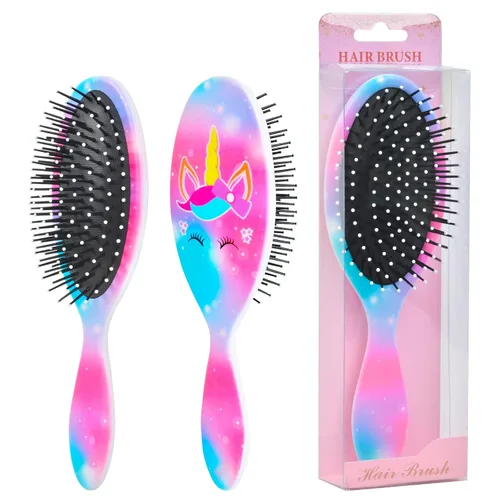 Cepillo de pelo para niñas y niños pequeños, cepillo desenredante para cabello rizado y grueso, sin dolor, peine para niñas y mujeres, unicornio