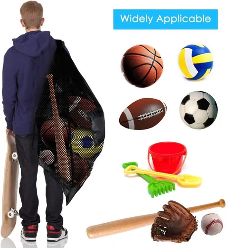 Miniatura 5 de BROTOU Bolsa de malla extra grande, bolsa de fútbol con cordón para entrenador, uso para baloncesto, voleibol, béisbol, bolsa de equipo de malla
