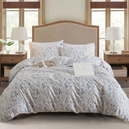 Miniatura 19 de EAVD - Juego de funda de edredón floral amarillo, tamaño Queen, de algodón, reversible, con estampado de jardín, floral, estético, 1 funda