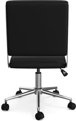 Miniatura 10 de Martha Stewart Lulu - Silla giratoria con asiento ajustable en altura para oficina en casa en piel sintética negra con marco de níquel pulido