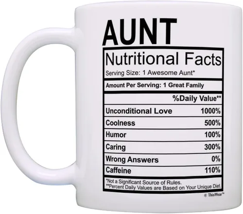 Miniatura 3 de ThisWear Regalos para el día de la madre para tía, etiqueta de datos nutricionales, regalos divertidos para tía, regalo de broma, taza de café