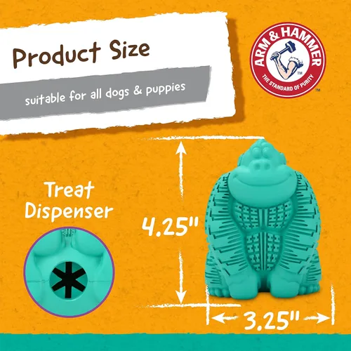 Miniatura 6 de Arm & Hammer Super Treadz. Cocodrilo y gorila. - Juguete para morder para perros El mejor juguete dental para morder para perros Reduce