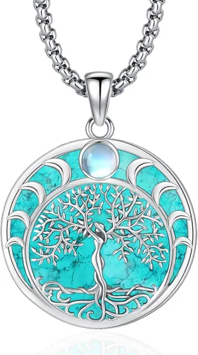 Miniatura 108 de Joyas de turquesa para mujeres y hombres de plata de ley 925 con colgante de urna para cenizas, collar con medallón de imagen, martillo de Thor