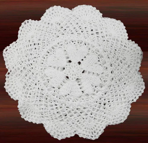 Miniatura 4 de Creative Linens Juego de 6 piezas redondas de encaje de ganchillo de algodón hechas a mano de 10 pulgadas con corazones blancos, juego de 6 piezas