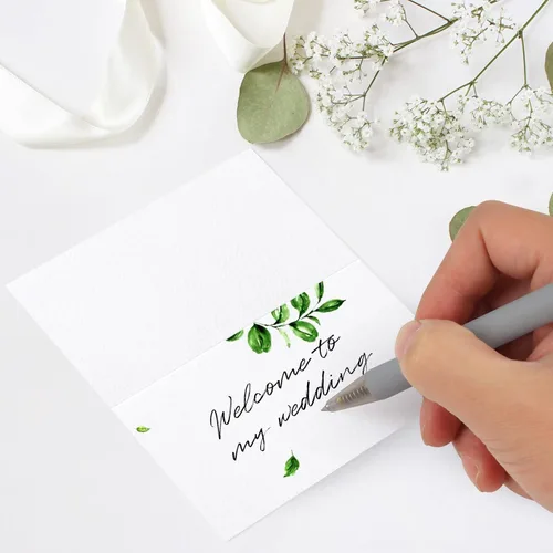 Miniatura 6 de 120 piezas de tarjetas de lugar, tarjeta de asiento de 2x3.5 pulgadas en blanco para llenar en banquetes, tarjeta de acompañante, tarjetas de lugar