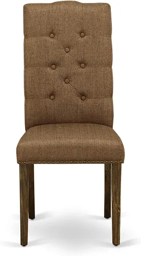 Miniatura 9 de East West Furniture F2EL5-718 - Juego de mesa y sillas de cocina de 5 piezas, incluye una mesa de comedor redonda con pedestal y 4 sillas Parson