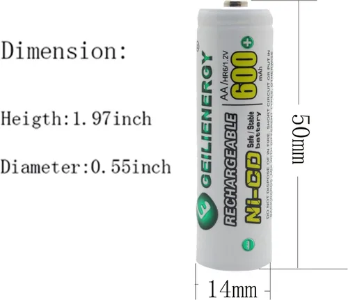 Miniatura 2 de Baterías de luz solar NiCd AA 600mAh 1.2V baterías recargables para lámpara solar luz jardín (paquete de 8)