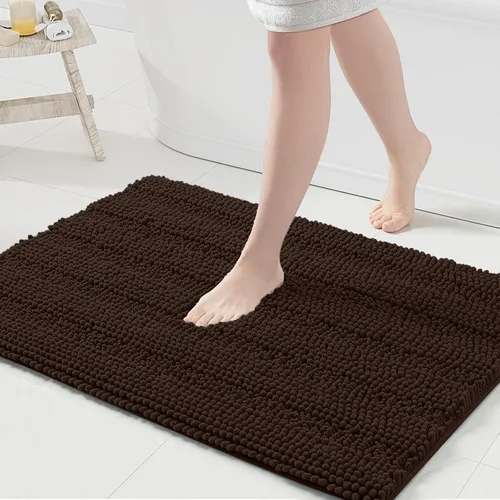 Miniatura 142 de Grandaily Alfombras de baño de felpilla a rayas de 24 x 16 pulgadas, extra gruesas y suaves, absorbentes, parte trasera de goma, alfombra de ducha