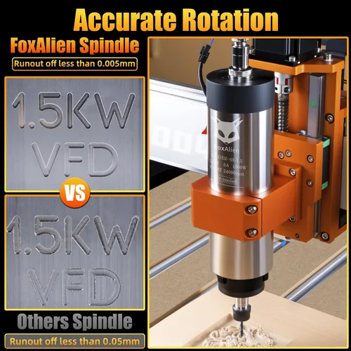 Miniatura 3 de Kit de motor de husillo CNC enfriado por aire VFD FoxAlien de 1.5KW para máquina de enrutador CNC, husillo de 65mm de diámetro 24000 RPM