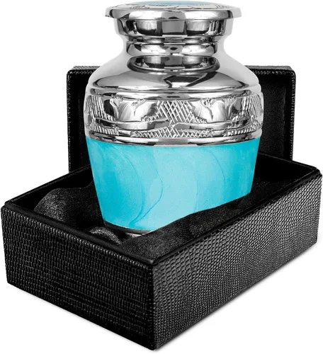 Miniatura 10 de Trupoint Memorials Urnas de cremación para cenizas humanas, urna de bebé hecha a mano para madres que perdieron a su hijo, tamaño mediano, azul claro