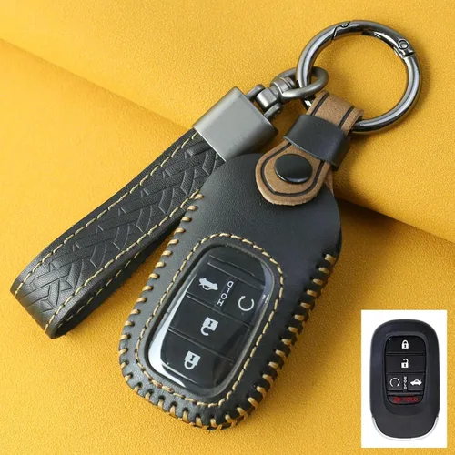 Miniatura 8 de Funda para llavero Honda con llavero, funda de cuero genuino para llave remota inteligente Honda Accord Civic CRV HRV Pilot Sport SI EX EXL 2022