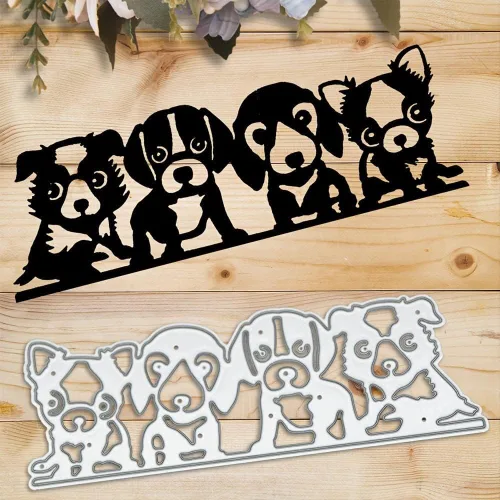 Troqueles con patrón de cachorros para hacer tarjetas, troqueles de corte de celebración, molde de troquelado de metal, troqueles para álbumes de