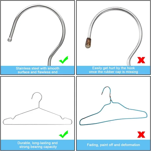 Miniatura 8 de Seropy Perchas de alambre de acero inoxidable resistentes con ranuras antideslizantes, perchas de metal ultrafinas de 16.5 pulgadas para ahorrar