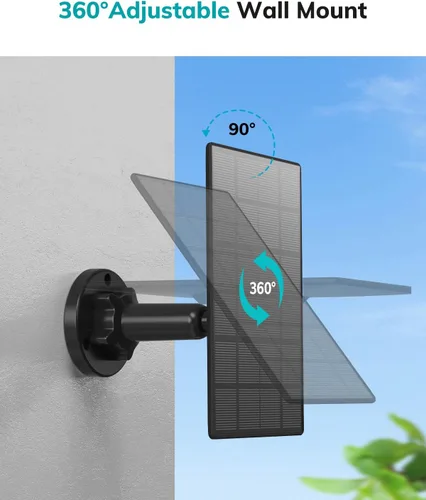 Miniatura 5 de ZUMIMALL Panel solar de 3 W para cámara de exterior inalámbrica, X2/X1/F5, panel solar impermeable IP66 con cable de carga tipo C de 10 pies, fuente