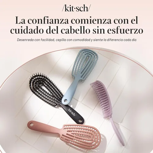 Miniatura 7 de Kitsch Cepillo desenredante para cabello Flexi Flow para mujeres, hombres y niños Cepillos desenredantes para cabello rizado con marco flexible