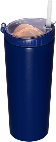Miniatura 7 de Vaso de aperitivos con tapa y pajita, taza de café de viaje 2 en 1 aislada de acero inoxidable, botella de agua con taza de aperitivo