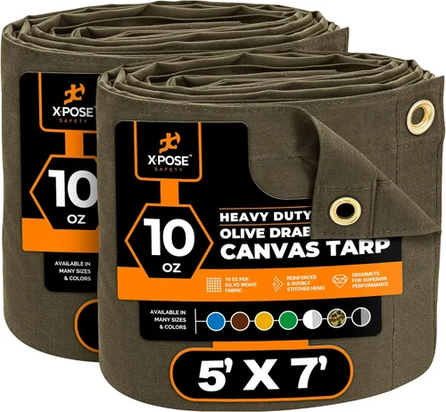Miniatura 29 de Xpose Safety Lona de Lona - Lonas de Lona Verde de 10oz Resistentes al Agua con Ojales de Latón - Lona Multiusos para Exteriores para Campamento