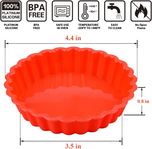 Miniatura 4 de FUNBAKY Molde de silicona para quiche, mini molde antiadherente redondo de silicona para tartas y tartas, 10 paquetes