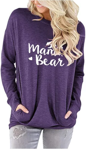Miniatura 3 de ONLYSHE - Sudadera para mujer, cuello redondo, casual, holgada camiseta manga larga