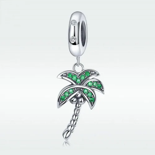 Miniatura 3 de Abalorio de palmera de plata de ley 925 con palmera de coco para pulsera Pandora