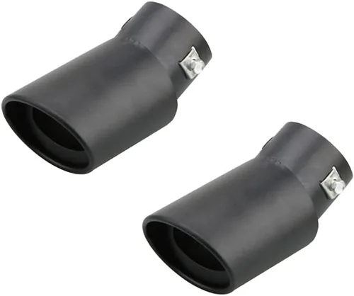 2 tubos de acero inoxidable para tubo de escape de automóvil, ajuste universal, diámetro de tubo de 1.5 a 2.25 pulgadas (negro, curvado)
