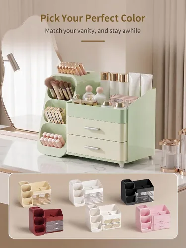 Miniatura 9 de Organizador de maquillaje con cajones para tocador, espacioso estuche de exhibición de cosméticos, solución de almacenamiento perfecta para tus