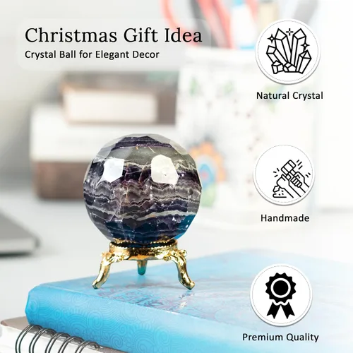 Miniatura 2 de Crocon Bola de esfera de piedra de sangre africana de 1.969 in con soporte de metal, más de 1400 quilates, bola de piedras preciosas curativas