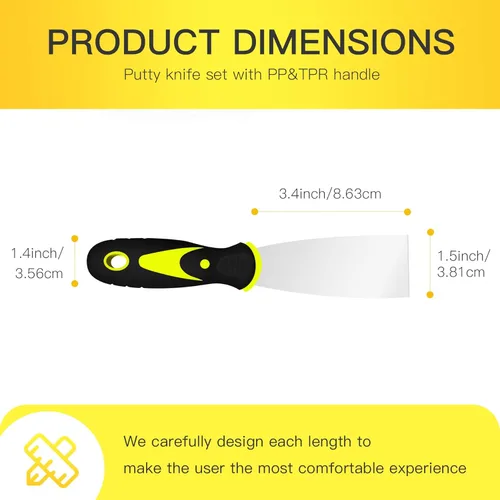Miniatura 2 de DEKEones Raspadores de masilla, cuchillo de espátula de 1.5 pulgadas, herramienta raspadora de metal para acabado de paneles de yeso, raspado