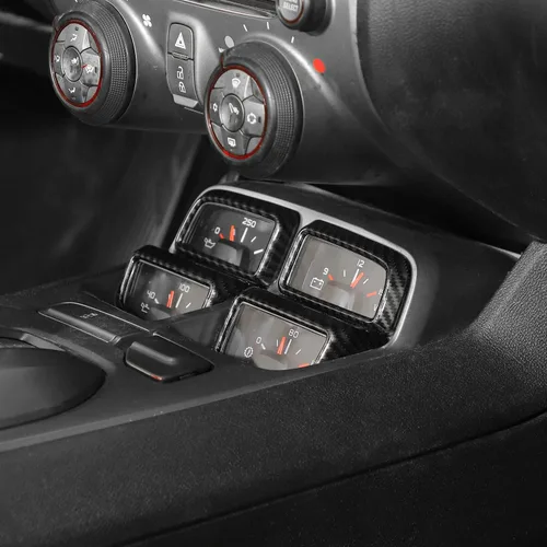 Miniatura 6 de Marco de tablero de consola central de fibra de carbono Bisel 4 piezas para Chevrolet Chevy Camaro 2010-2015
