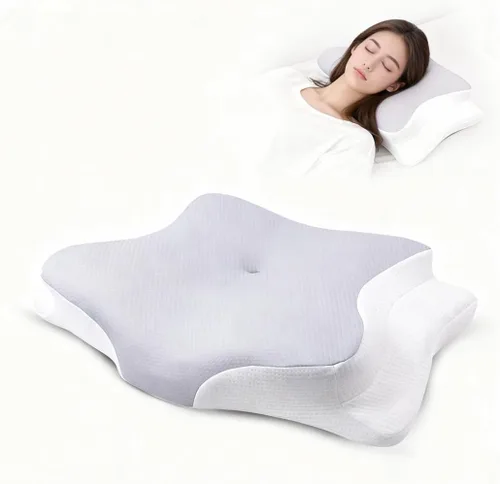 Almohada cervical para aliviar el dolor de cuello, almohada de espuma viscoelástica para dormir de lado y espalda, apoyo avanzado y comodidad,