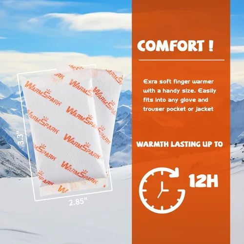 Miniatura 5 de Calentadores de Manos Desechables de Un Solo Uso Activados por Aire para Manos, Dedos de los Pies y Cuerpo - Hasta 12 Horas de Calor - WarmSpark