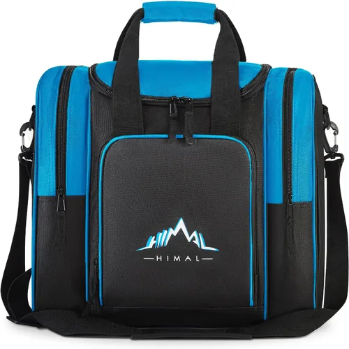 Himal - Bolsa de bolos para una sola esfera, bolsa de bolos con soporte acolchado para esfera, se adapta a zapatos de bolos hasta talla 14 para Azul