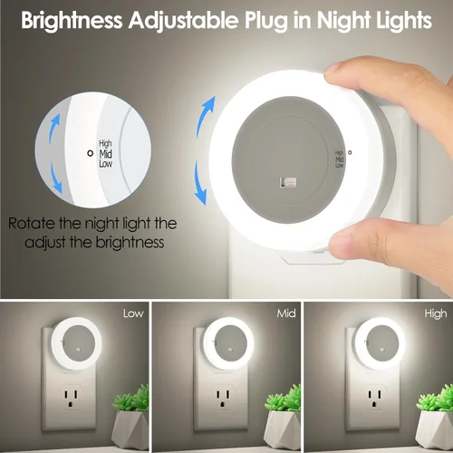Miniatura 2 de FOLKSMATE - Luz nocturna LED, luz nocturna regulable con sensor de atardecer a amanecer para enchufe, para baño, dormitorio, habitación de adultos