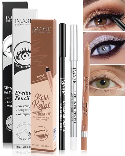Miniatura 9 de Lápiz delineador de ojos de gel a prueba de manchas negro impermeable con sacapuntas, a prueba de decoloración, lápiz delineador de ojos suave, 2