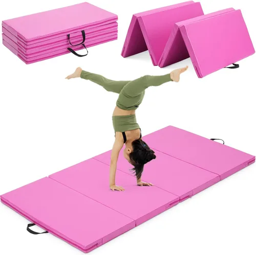 Miniatura 8 de Colchoneta de gimnasia, 3 x 6 pies, 4 x 8 pies, 2 pulgadas de grosor, plegable, para niños, para gimnasio en casa, ejercicio y juego 3x6FT-azul claro