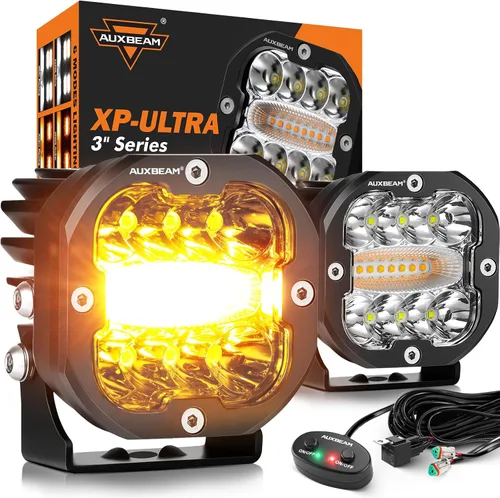 Miniatura 18 de Auxbeam Color Play Series - Luces LED Pod DRL Ámbar de 3" 100W Combo Spot Flood de Doble Color Señal de Giro Lámpara de Conducción Antiniebla Cubo
