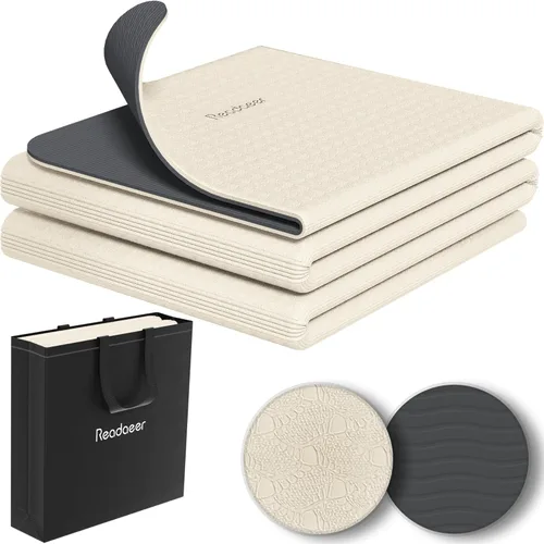 Miniatura 8 de Readaeer Foldable Yoga Mat for Travel Folding Yoga Mat 6mm Thick with Carrying Bag, Non-Slip TPE Exercise Pilates Mat for 72" L x 24" W x 0.24 Inch