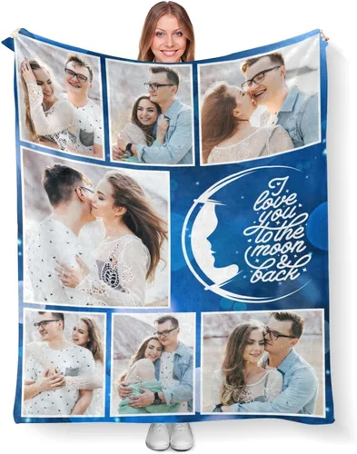 Miniatura 20 de Mantas personalizadas con fotos, mantas de cumpleaños personalizadas, regalos para adultos, niños, niñas, manta de collage de fotos personalizada