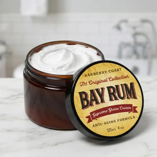 Miniatura 2 de Crema de afeitar de ron Bay para hombres, hecha con manteca de karité, té blanco e ingredientes naturales, llena de calmantes, hidratantes